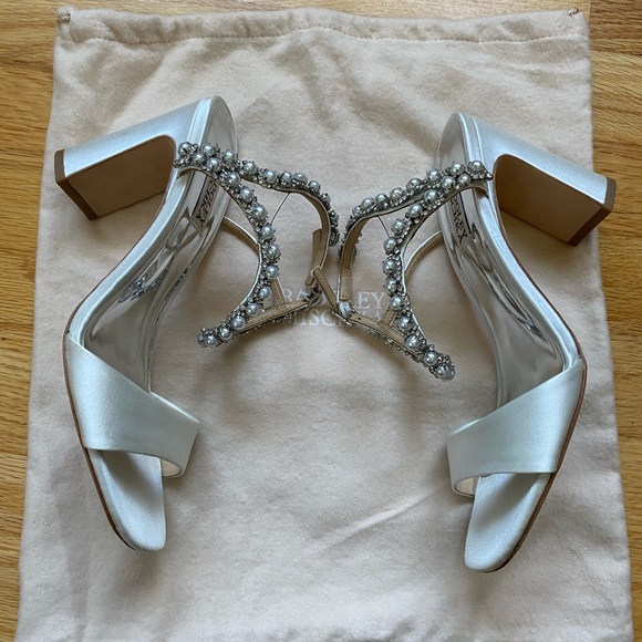 Badgley Mischka Korina Square Toe Adorned Strap High Heel Sandals - Picture 9 of 11